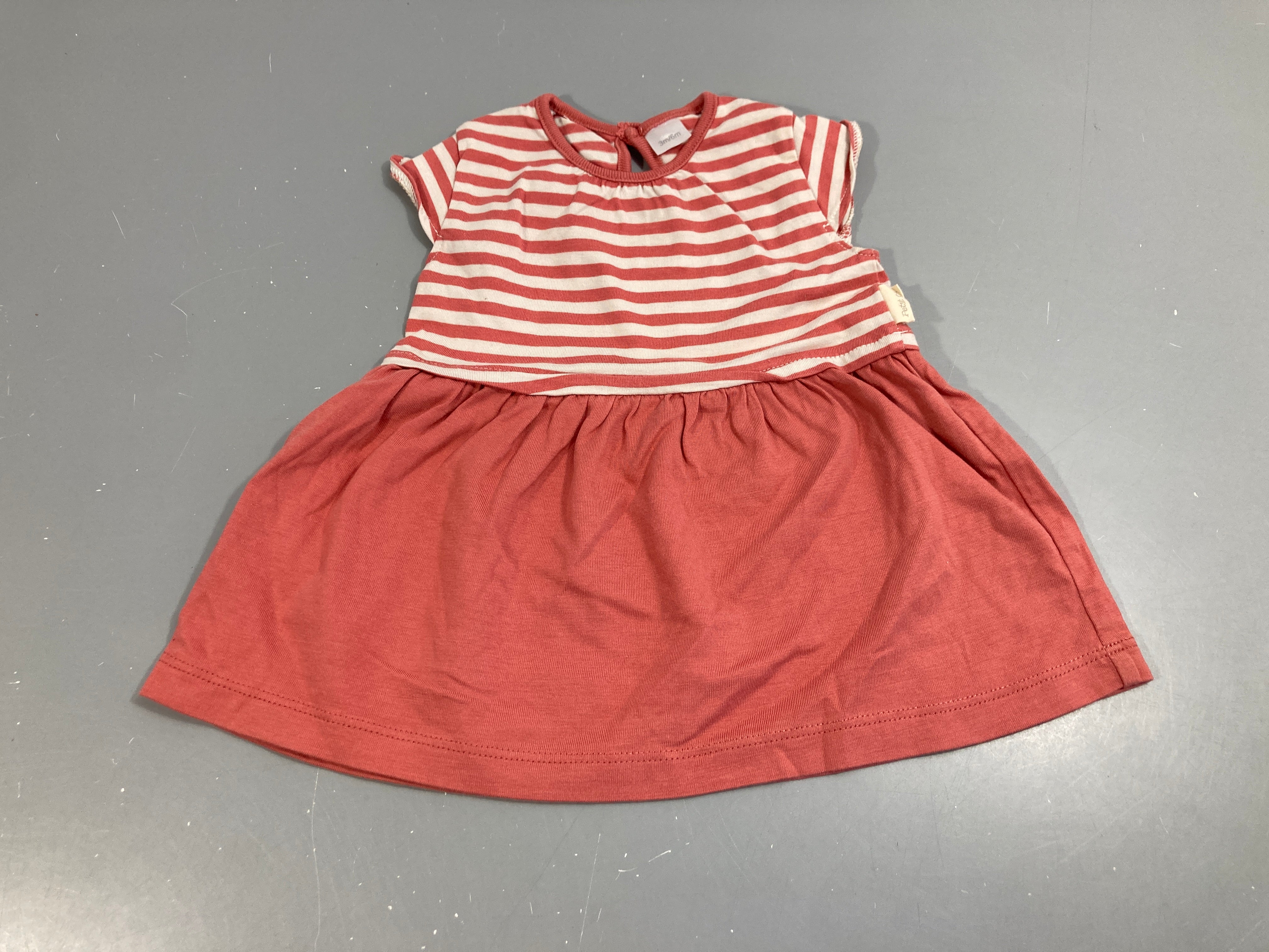 Robe m.c jersey rayé écru/terracotta