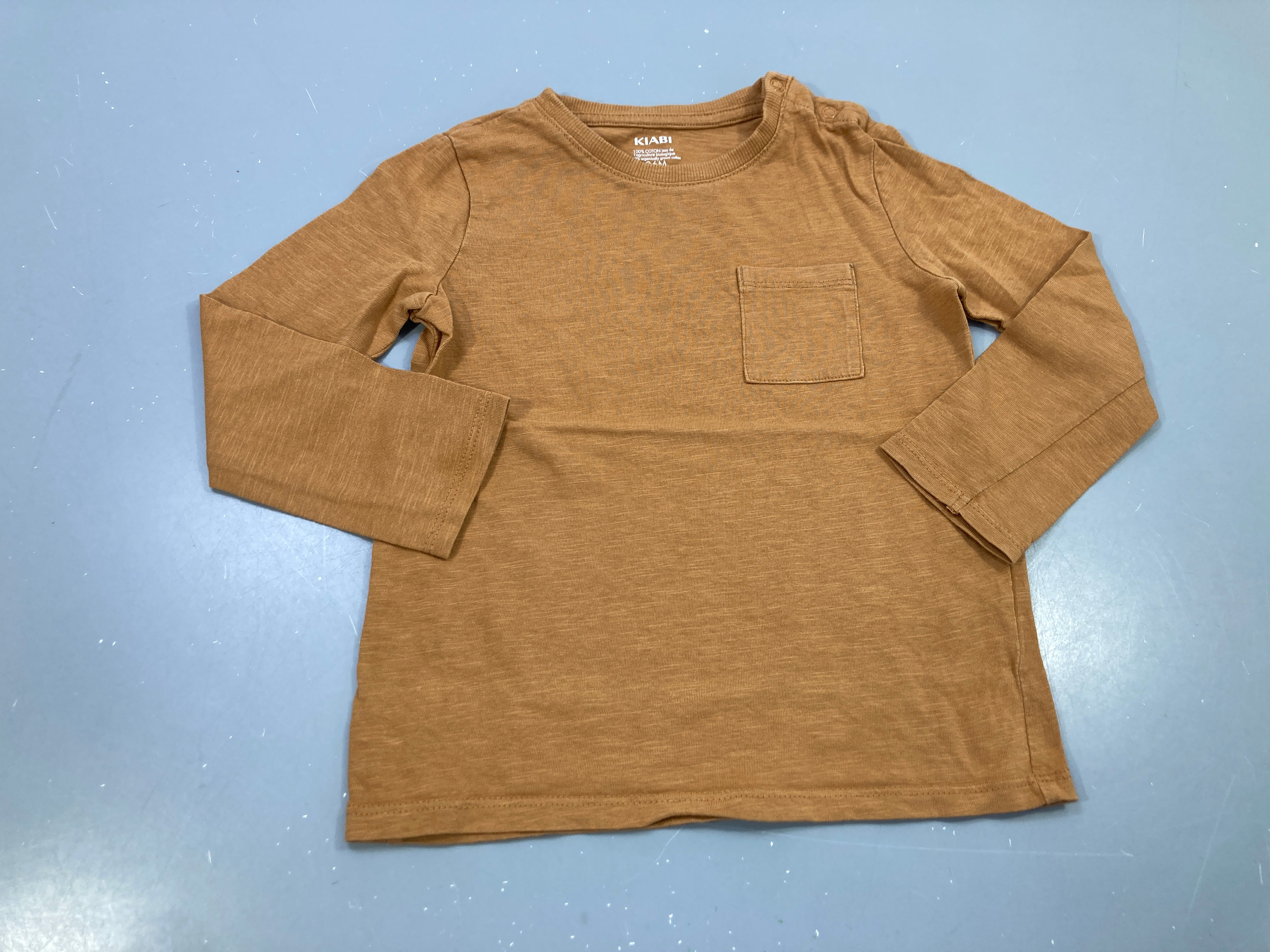 T-shirt m.l brun clair flammé, petite poche