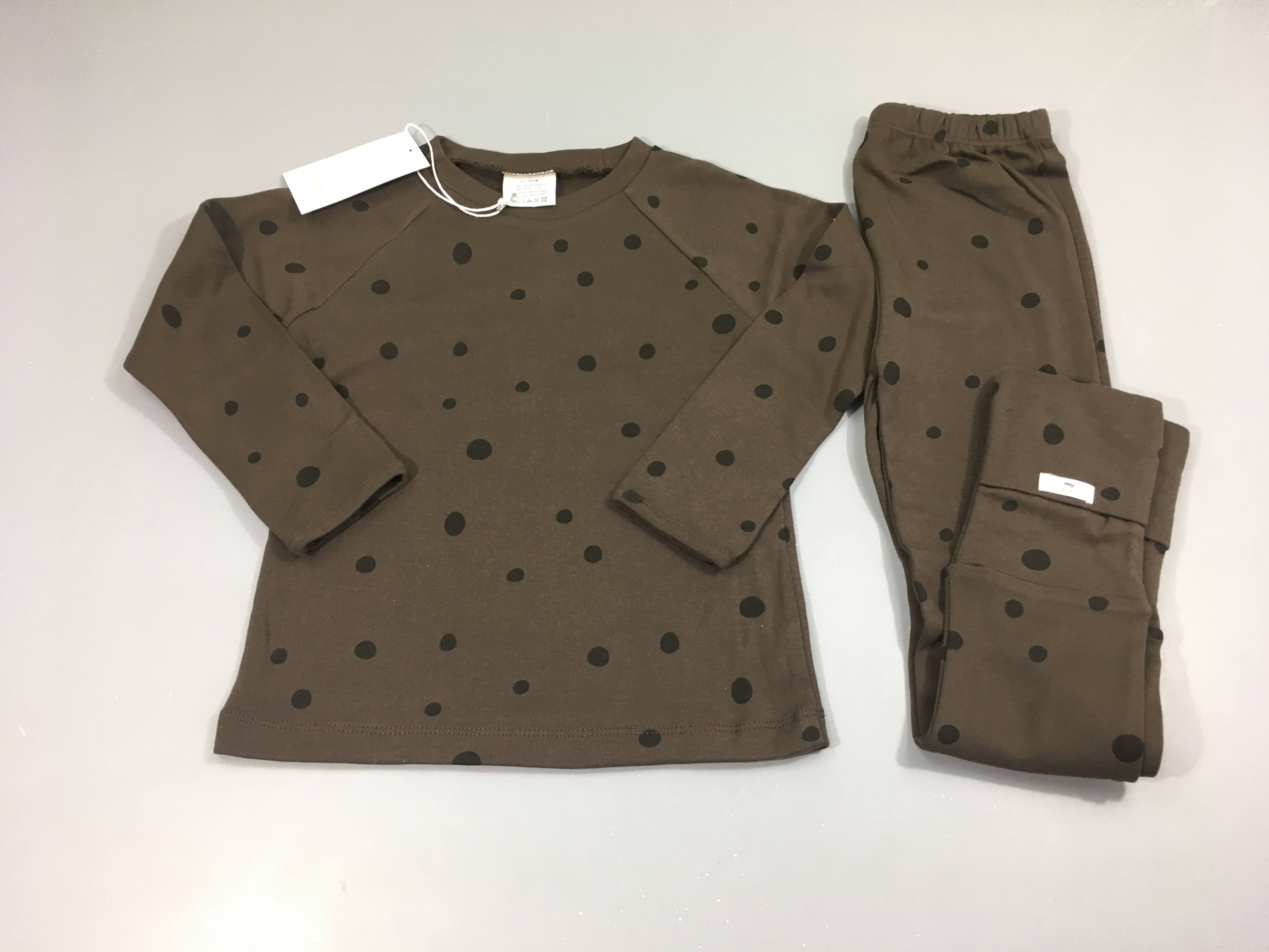 NEUF  Pyjama 2pcs jersey brun pois Comète paris (prix neuf sur leur site 34€)