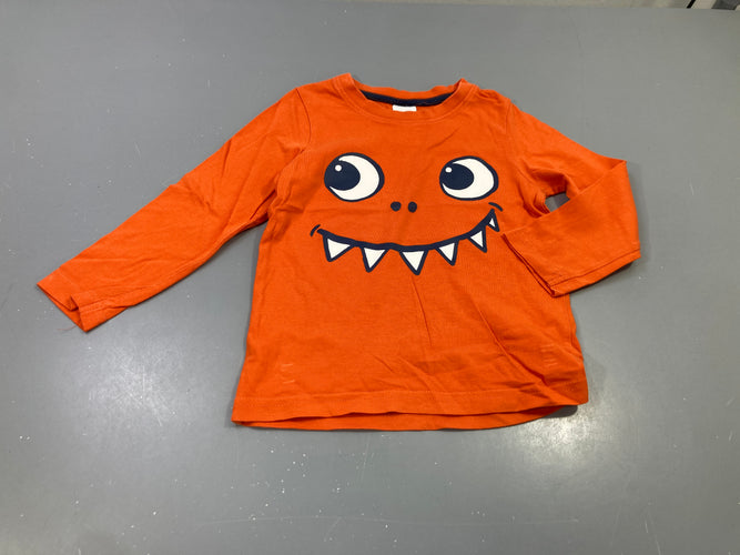 T-shirt m.l orange , tête de monstre, moins cher chez Petit Kiwi