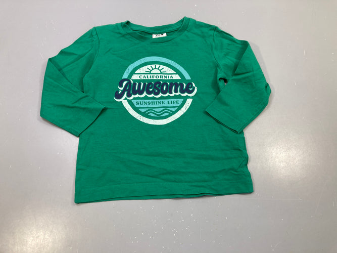 T-shirt m.l vert flocage "Awesome", moins cher chez Petit Kiwi