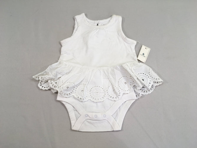 NEUF Robe s.m jersey blanc body intégré, moins cher chez Petit Kiwi