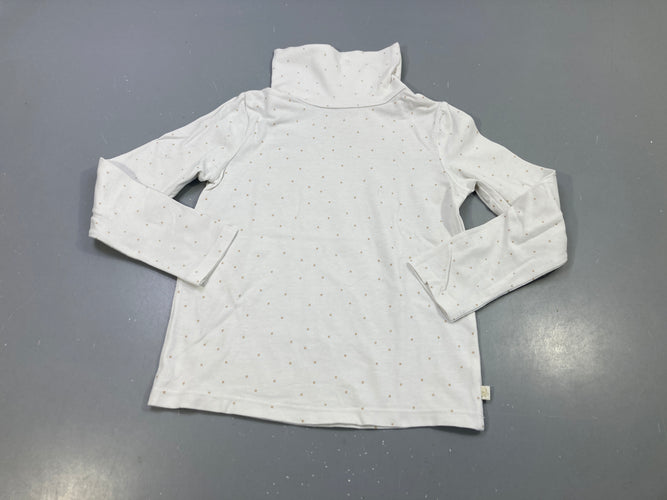 T-shirt m.l à col roulé blanc à pois dorés, moins cher chez Petit Kiwi