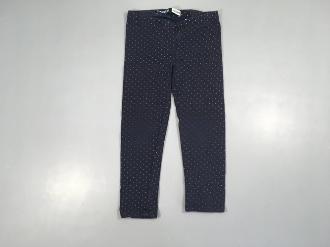 Legging molleton bleu foncé pois argentés (éffacé aux genoux), moins cher chez Petit Kiwi
