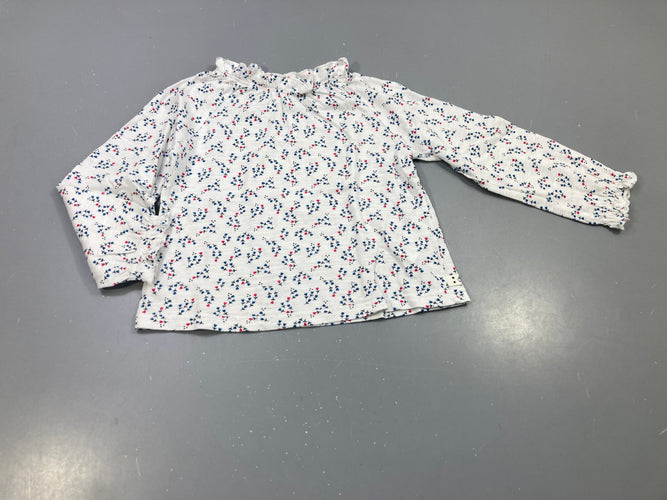 T-shirt m.l blanc à fleurs poignets élastiqués, moins cher chez Petit Kiwi