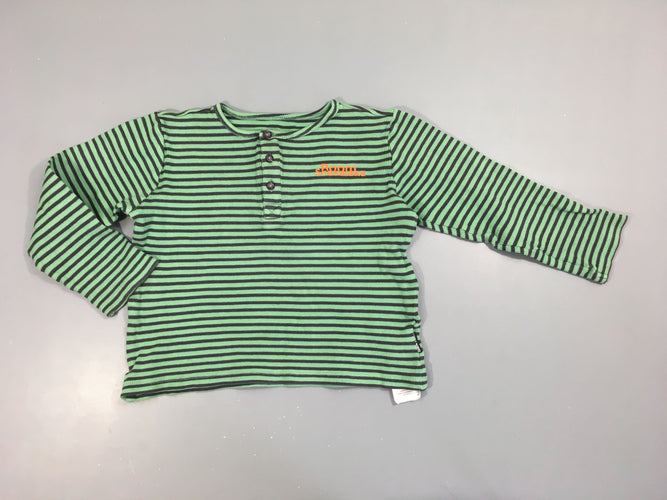 T-shirt m.l côtelé vert rayé Boom, moins cher chez Petit Kiwi