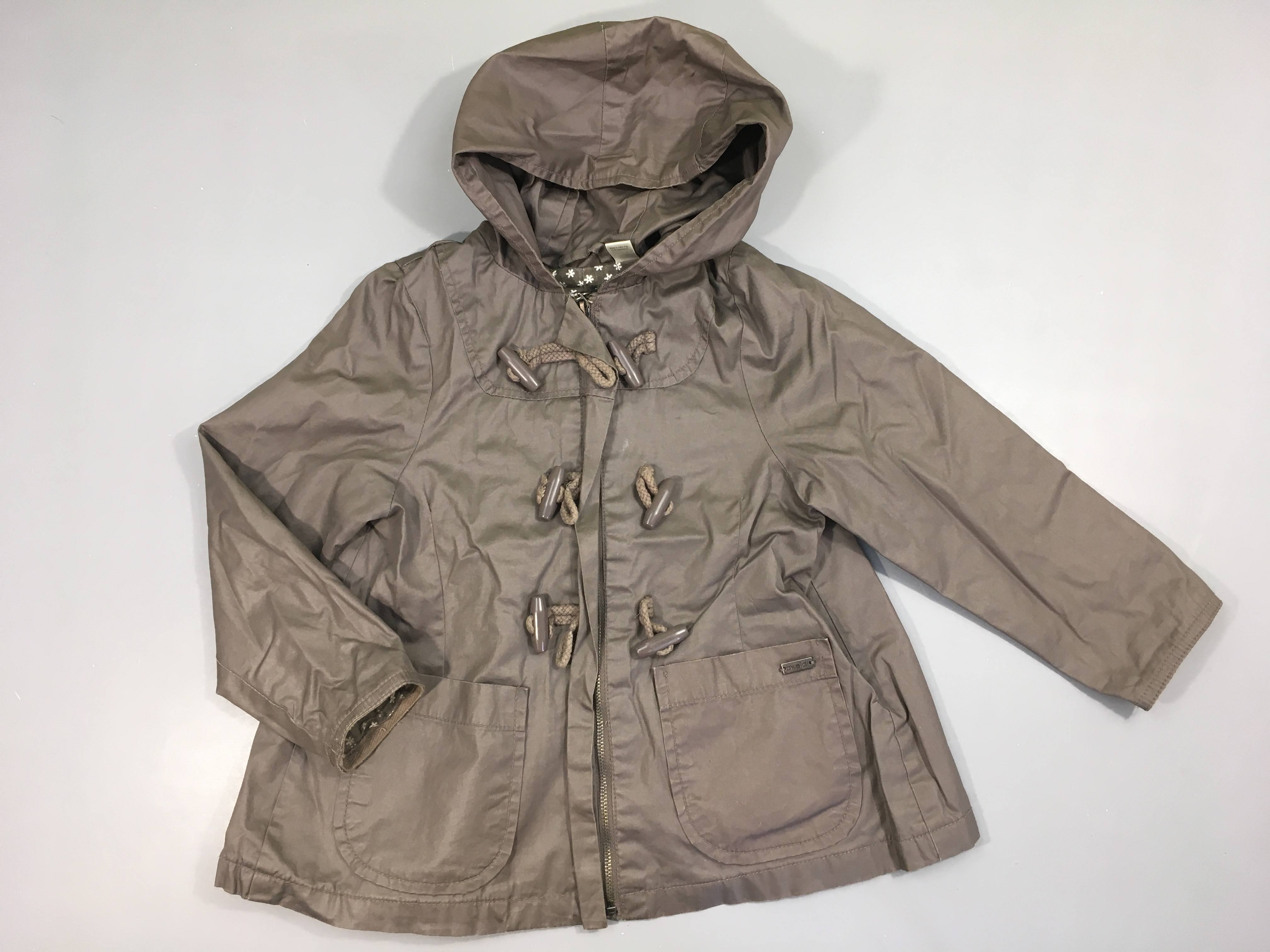 Veste enduite à capuche taupe
