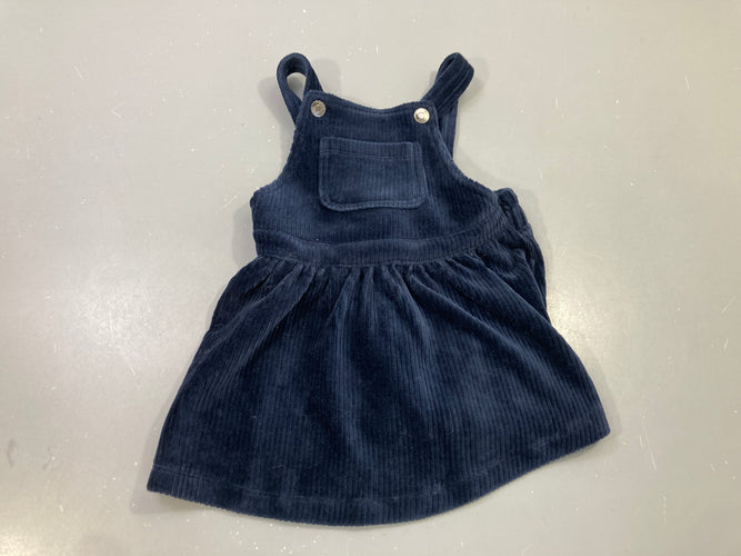 Robe salopette en velours côtelé bleu marine, moins cher chez Petit Kiwi