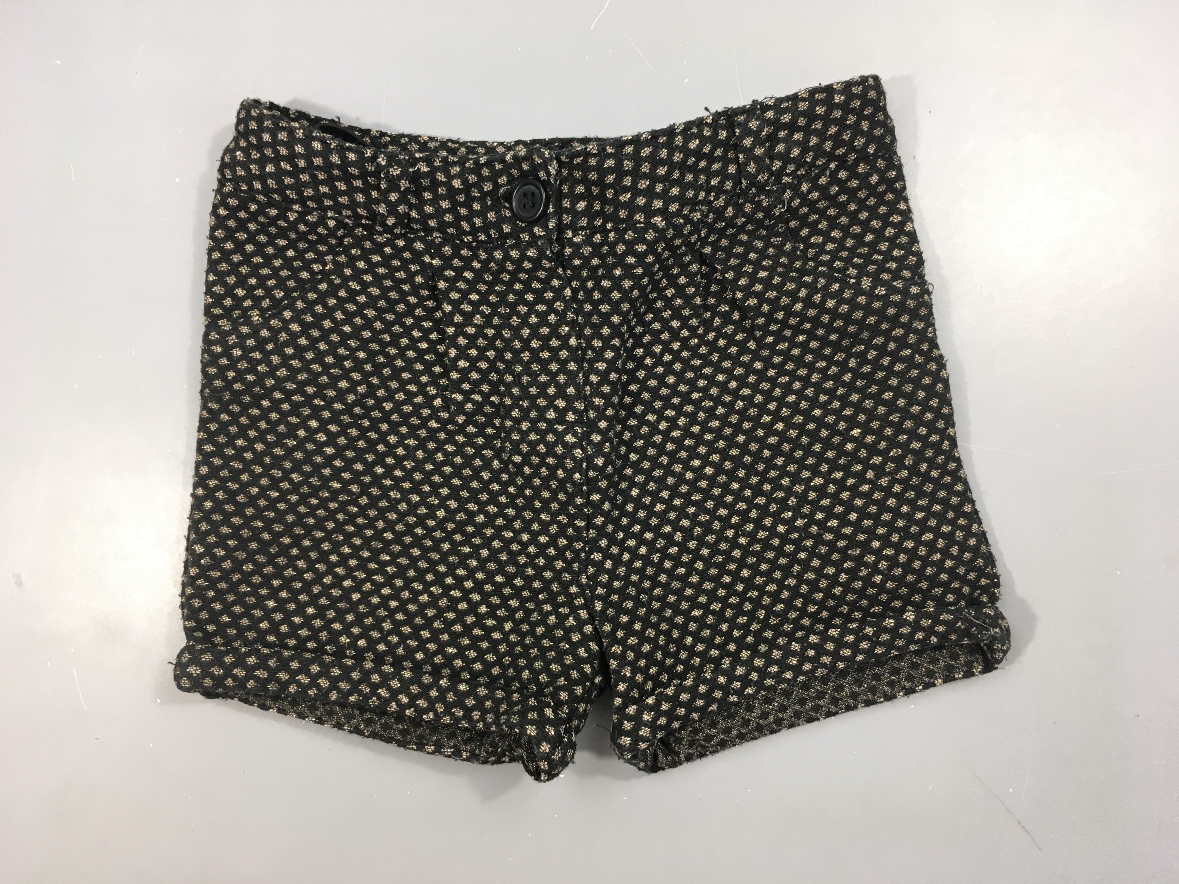 Short effet tweed noir/doré revers