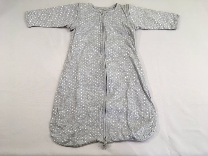 Sac de couchage s.m jersey gris chiné pois manches amovibles, légèrement bouloché, moins cher chez Petit Kiwi