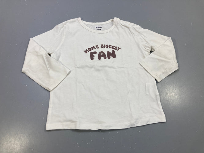 T-shirt m.l blanc "mom's biggest fan", moins cher chez Petit Kiwi