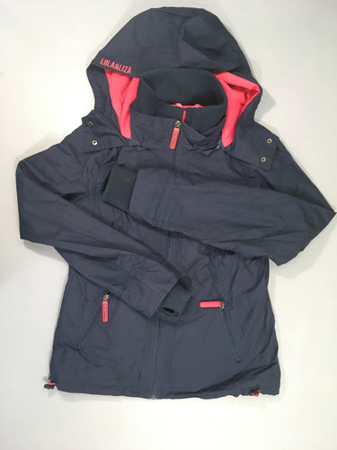 Veste zippée bleu foncé à capuche amovible doublé polar Lola&liza, moins cher chez Petit Kiwi
