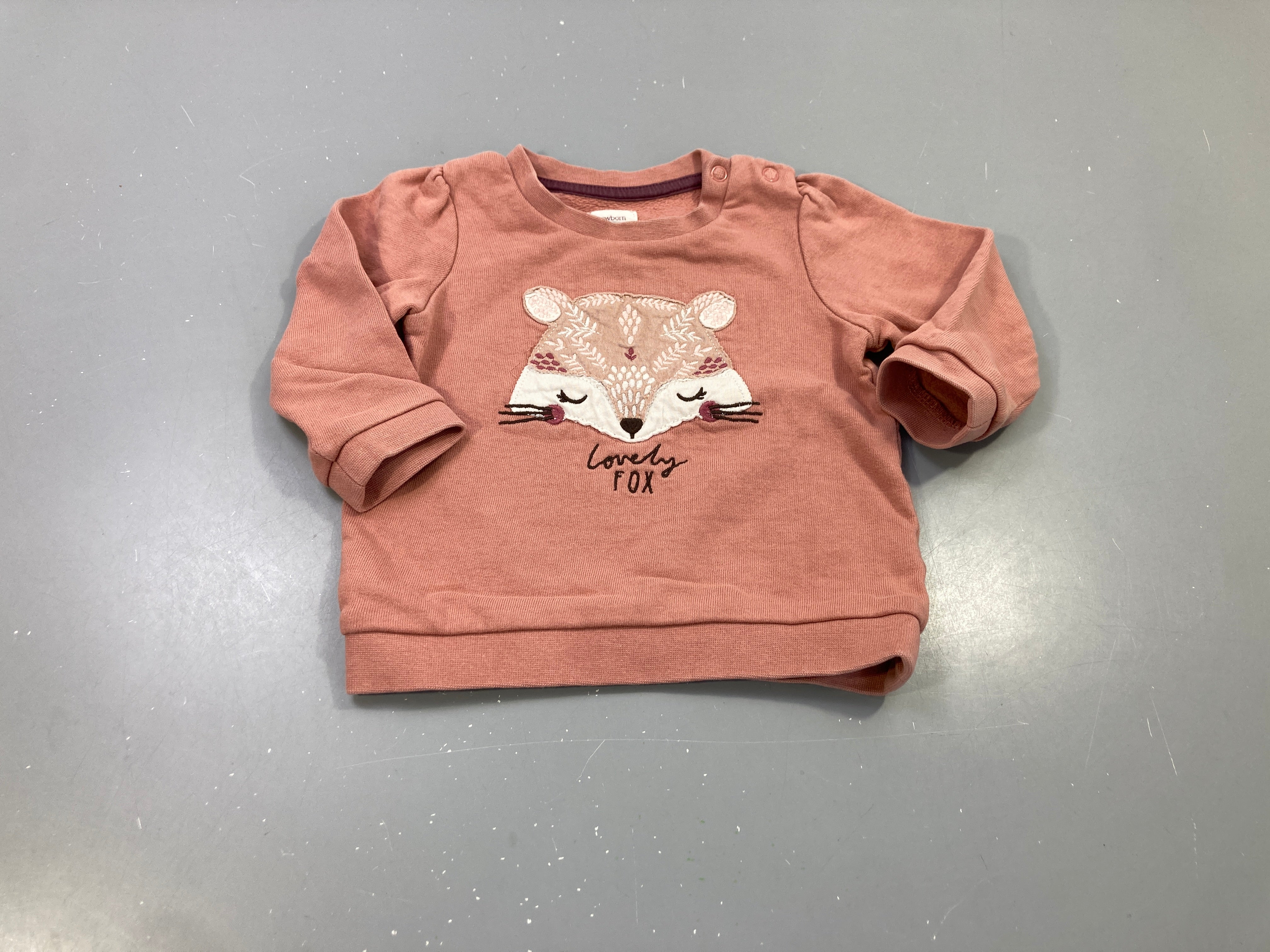 Sweat vieux rose, tête de renarde