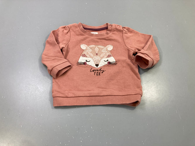 Sweat vieux rose, tête de renarde, moins cher chez Petit Kiwi