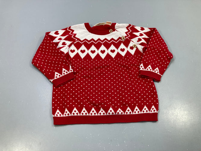 Pull de noël rouge et blanc, moins cher chez Petit Kiwi