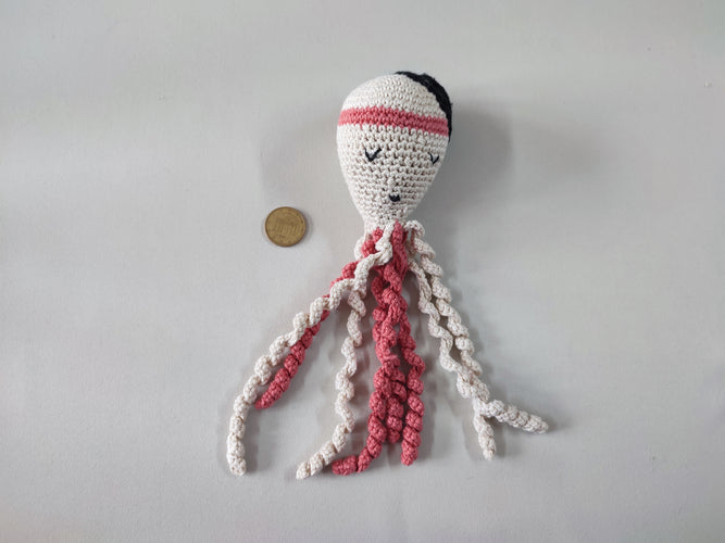 Pieuvre crochet beige/rose, moins cher chez Petit Kiwi