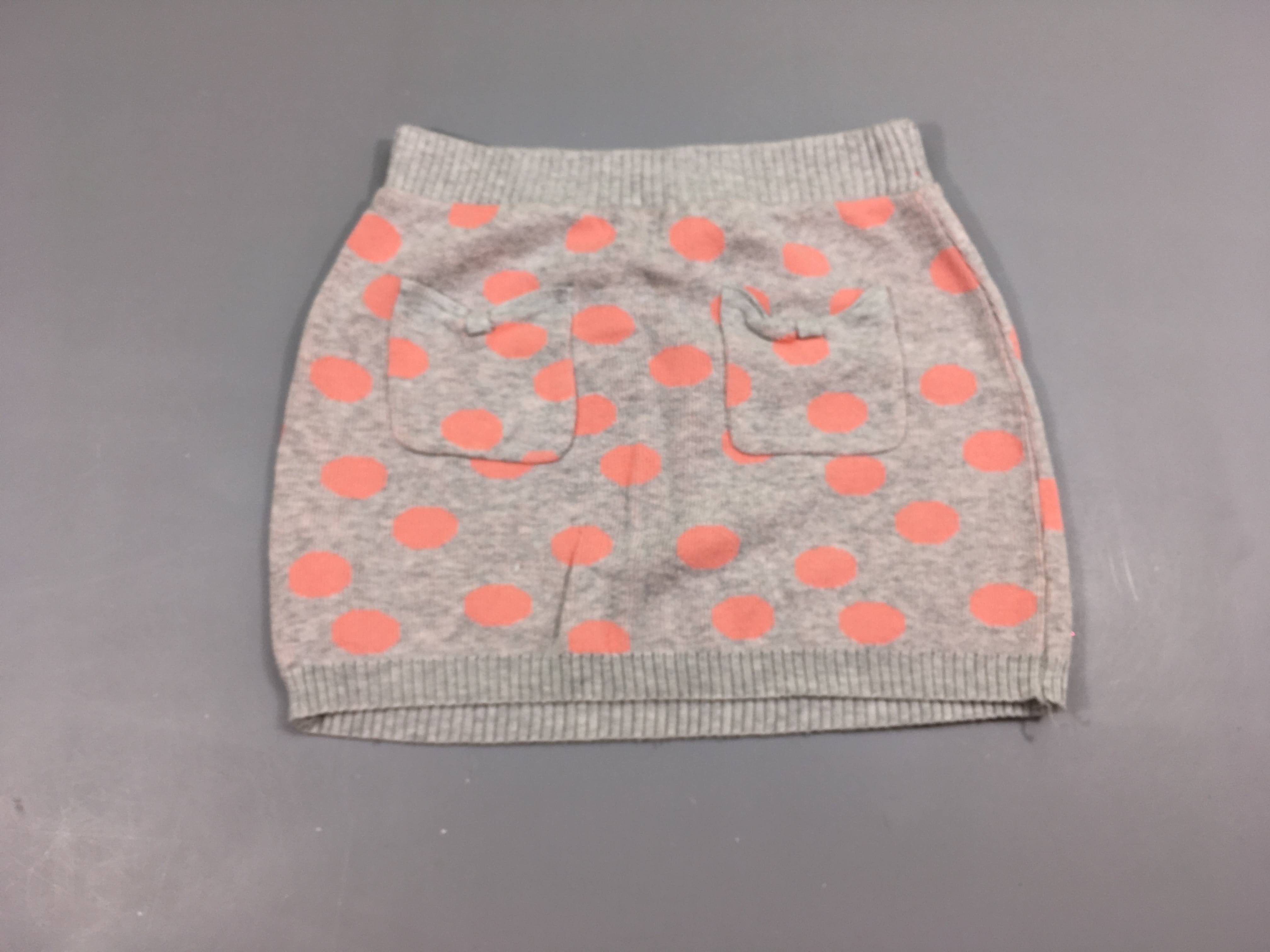 Jupe mailles gris pois roses