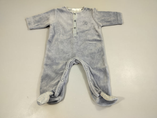 Pyjama velours  gris bleuté, moins cher chez Petit Kiwi