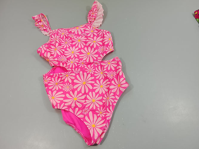 Maillot rose, motifs fleurs, moins cher chez Petit Kiwi