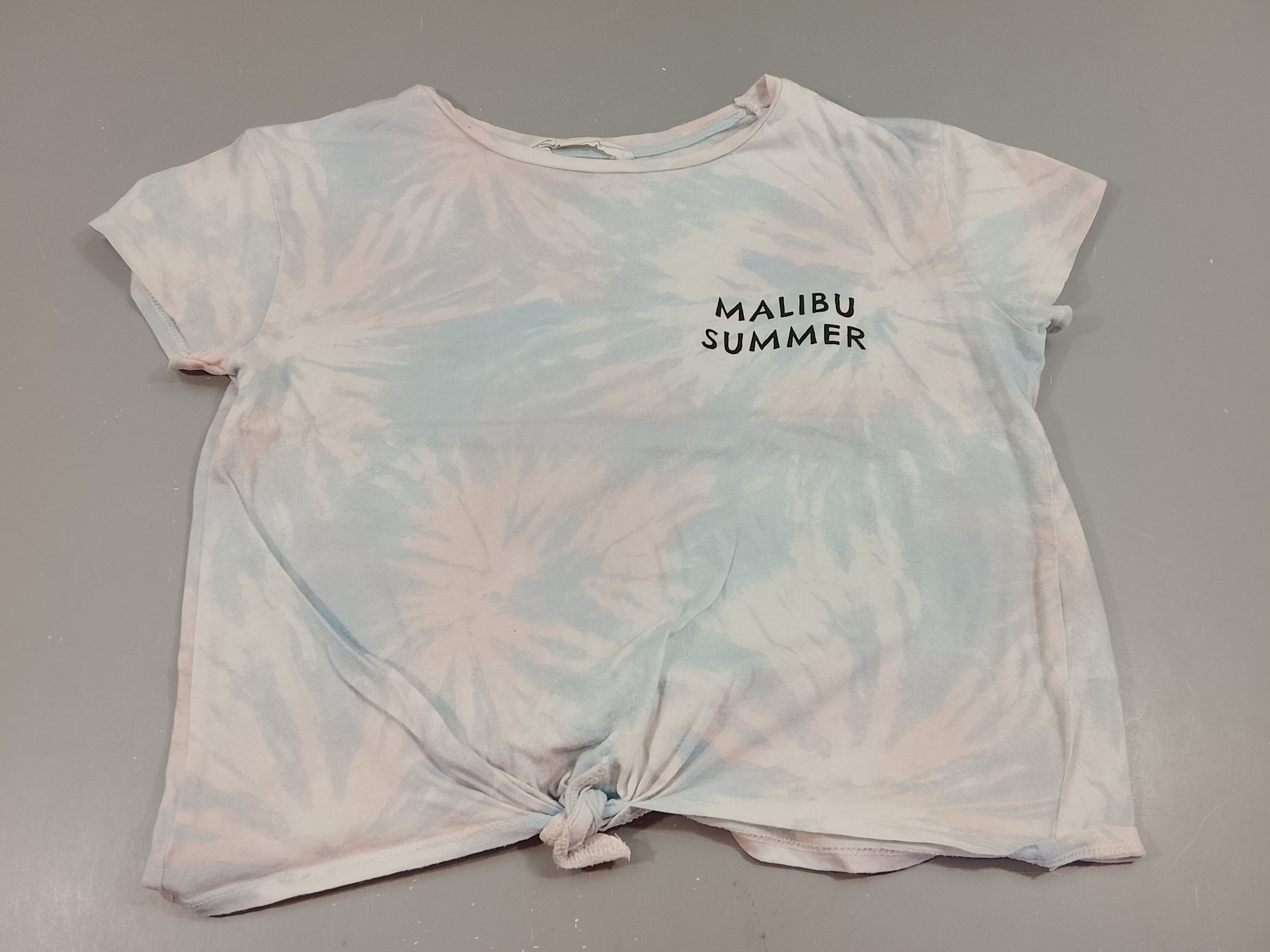 T-shirt m.c crop-top  tie-dye rose et bleu 