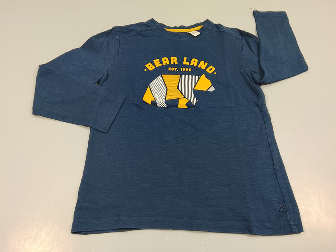 T-shirt m.l bleu marine flammé motif géographique ours jaune et blanc "Bear land", moins cher chez Petit Kiwi