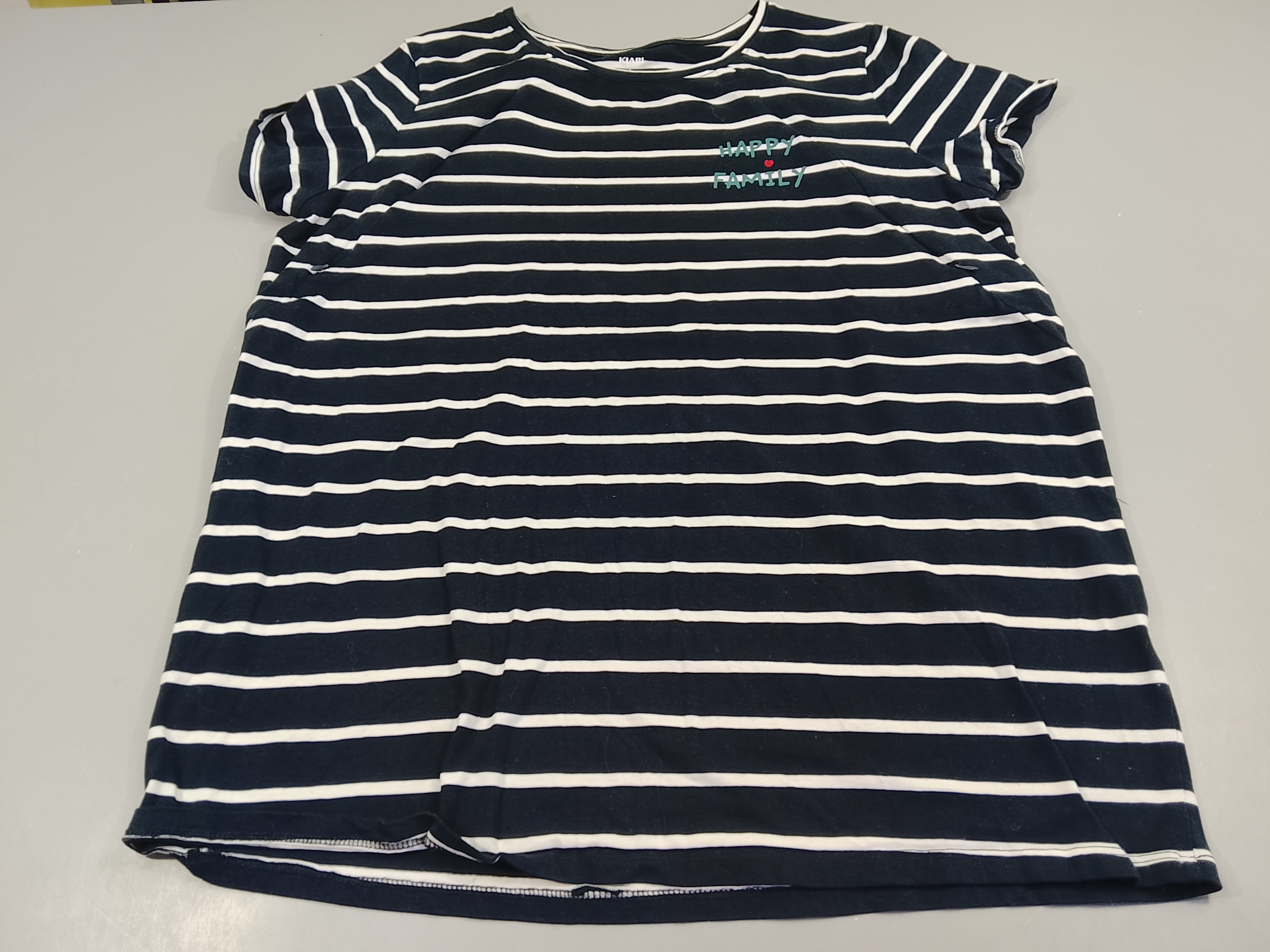 T-shirt m.c d'allaitement bleu marine rayé blanc 