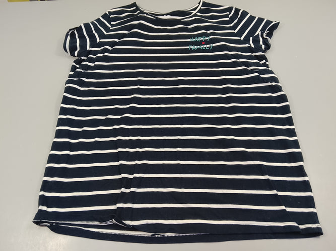 T-shirt m.c d'allaitement bleu marine rayé blanc "happy family", moins cher chez Petit Kiwi