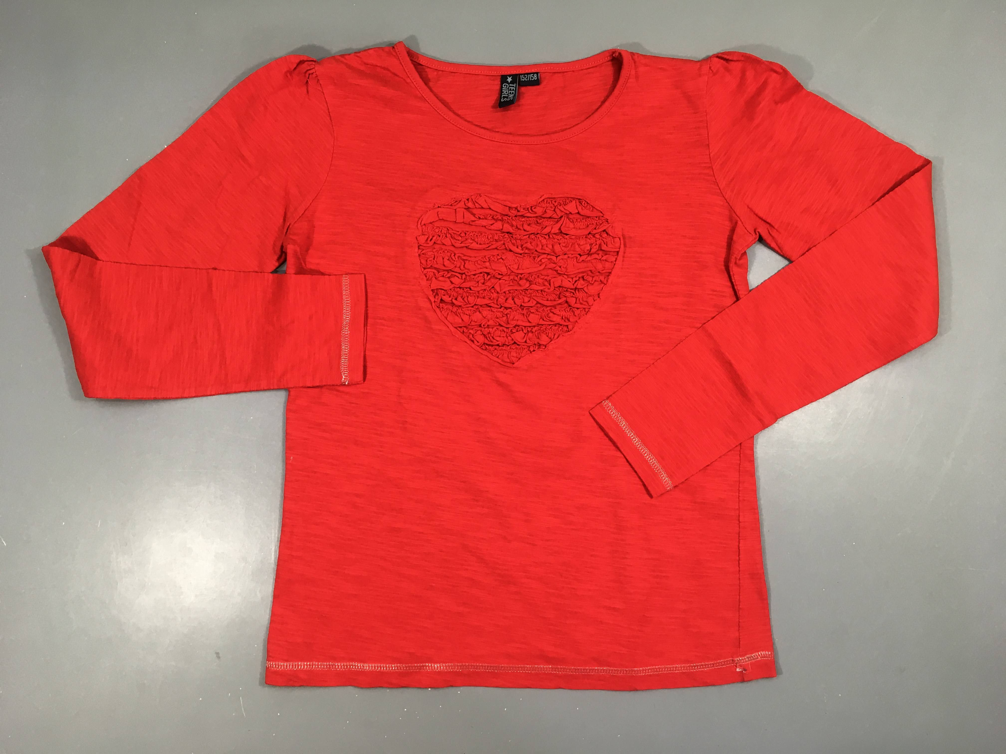 T-shirt m.l rouge coeur froufrous