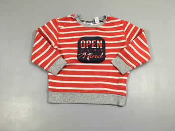Pull texturé rouge rayé blanc 