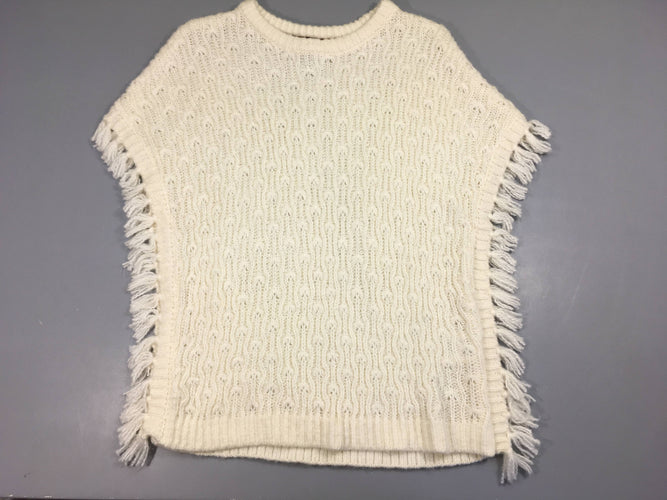 Poncho mailles écru floches, 15% laine, moins cher chez Petit Kiwi