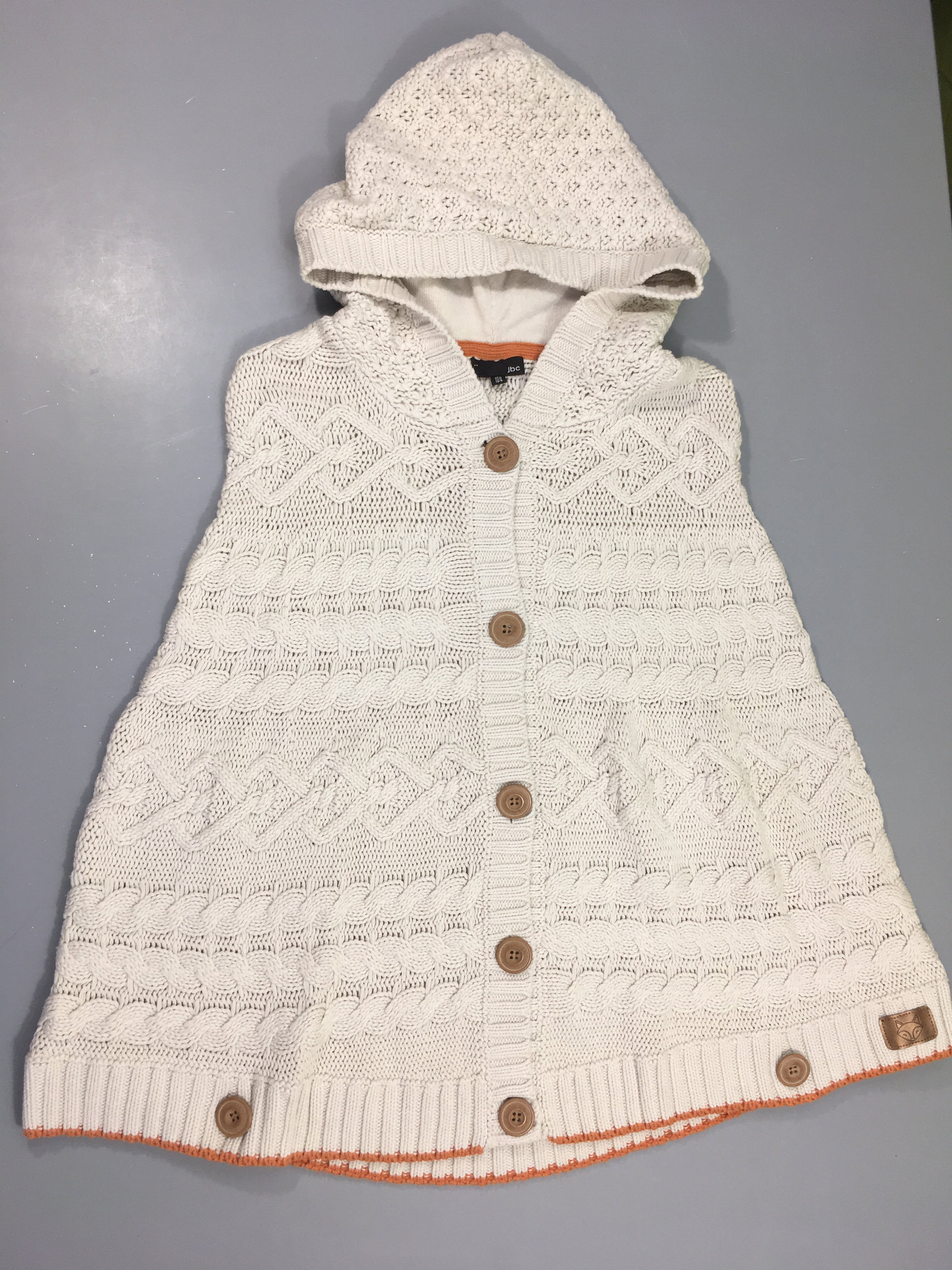 Gilet poncho maille beige à capuche