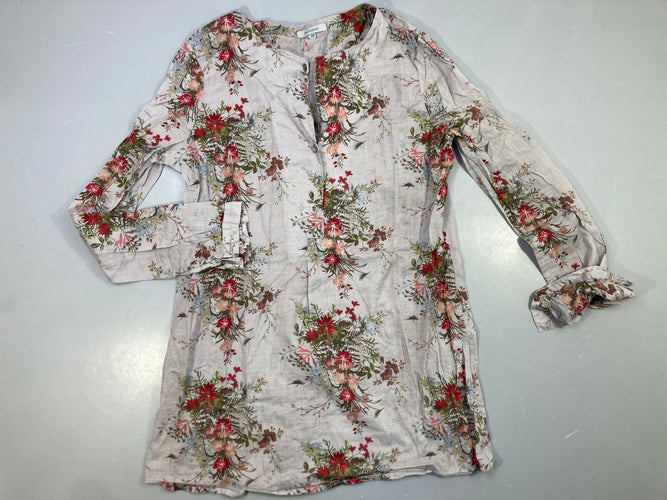 Blouse ml de grossesse grise fleurie, moins cher chez Petit Kiwi