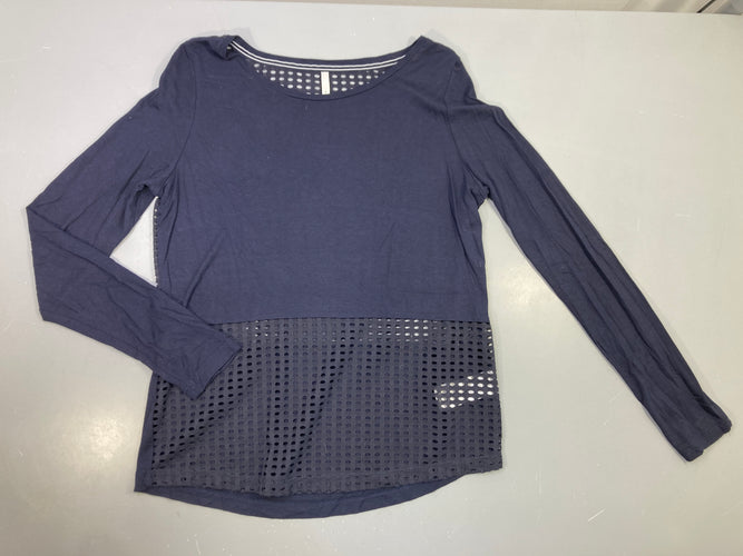 T-shirt m.l bleu ajouré manche et dos, moins cher chez Petit Kiwi