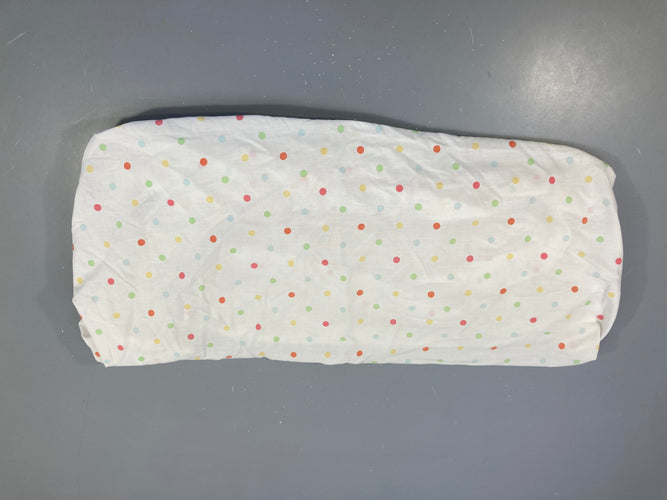 Drap housse coton blanc pois multicolore - 70x140cm, moins cher chez Petit Kiwi