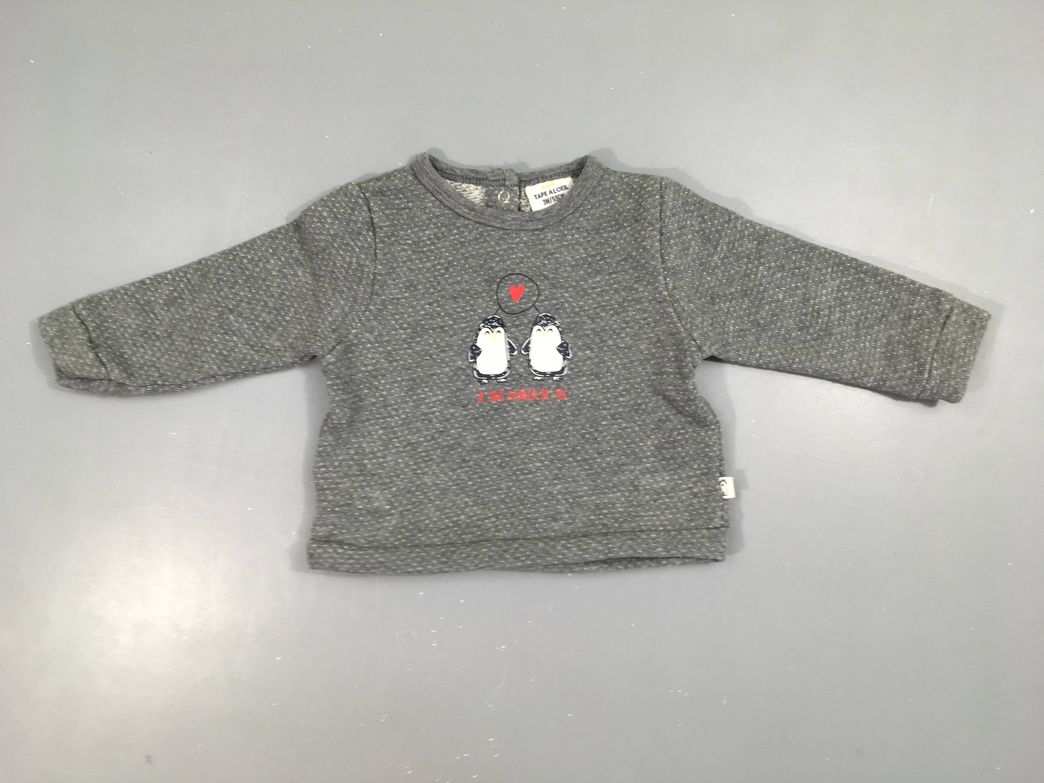 Sweat léger gris pingouins