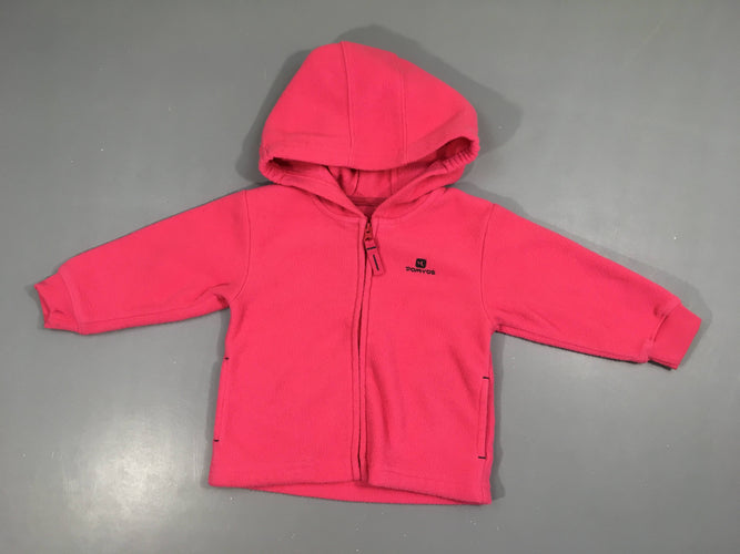 Polar zippé à capuche rose Domyos, moins cher chez Petit Kiwi
