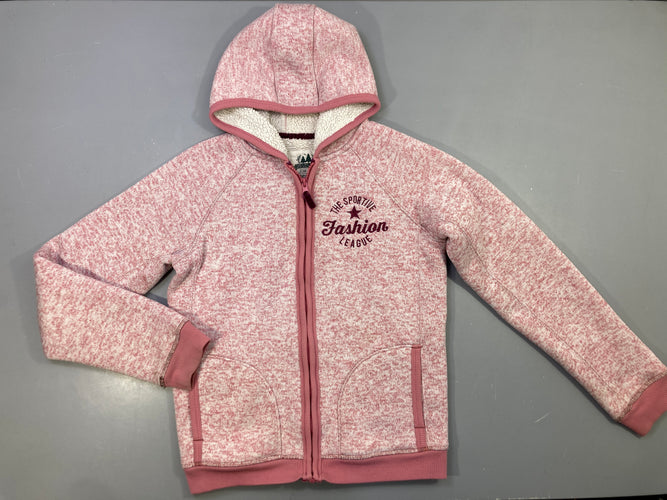Gilet chaud rose chiné doublé Sherpa Fashion-Petite tache bas manche droite, moins cher chez Petit Kiwi