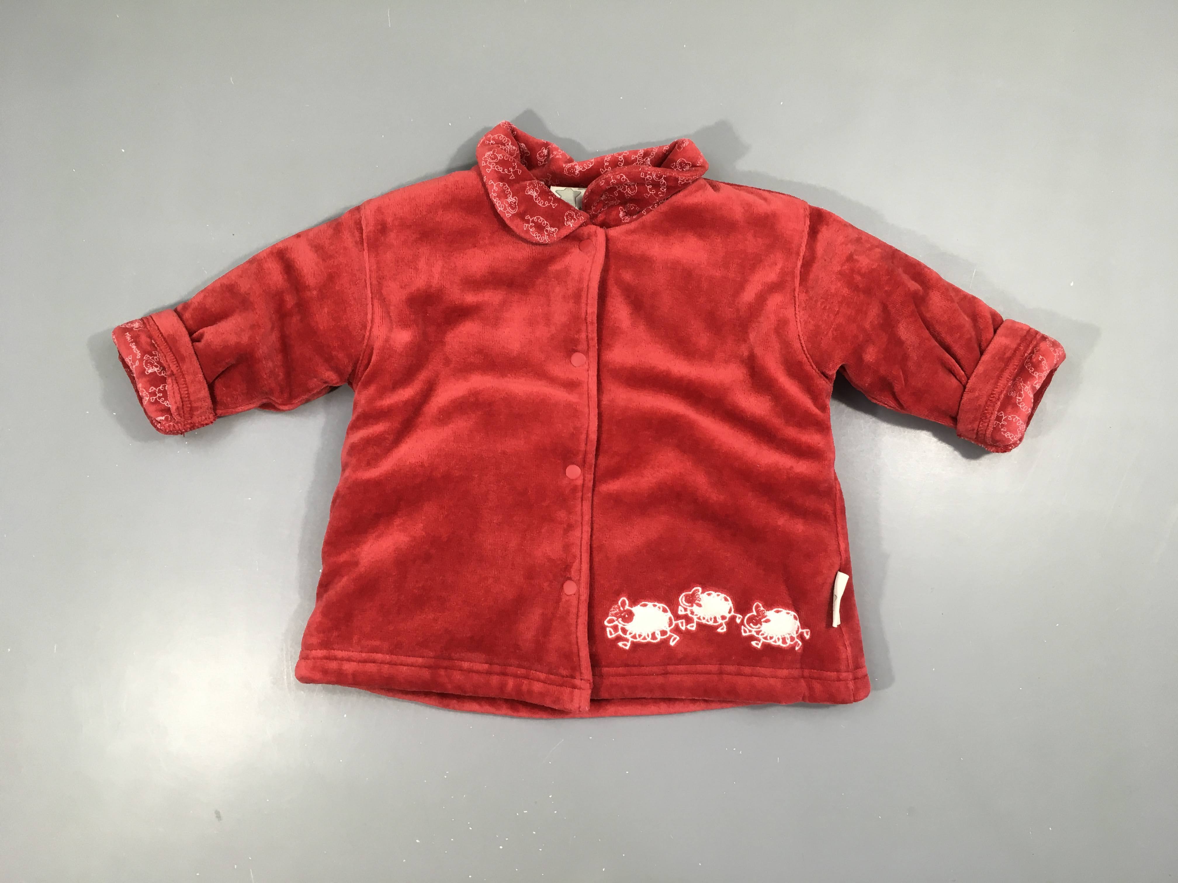 Gilet ouatiné velours rouge col