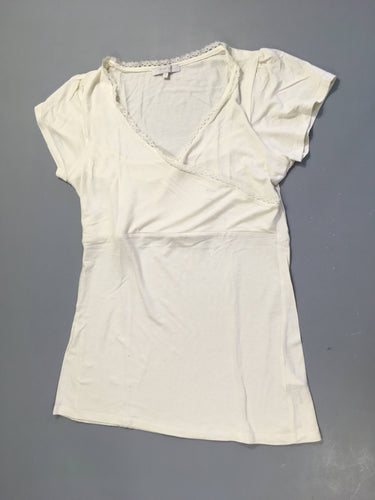 T-shirt m.c écru d'allaitement, légèrement bouloché, moins cher chez Petit Kiwi