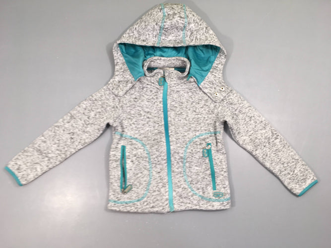 Polar zippé gris chiné à capuche amovible, moins cher chez Petit Kiwi
