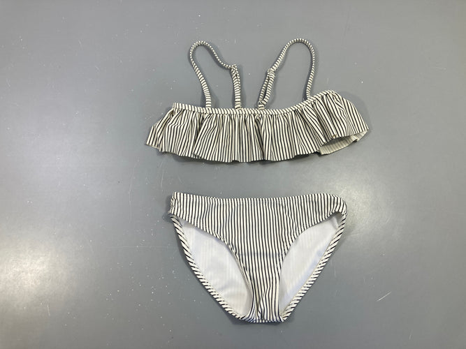 Bikini blanc ligné bleu marine, moins cher chez Petit Kiwi