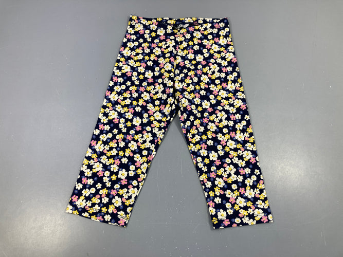 Legging 3/4 bleu foncé fleuri, moins cher chez Petit Kiwi