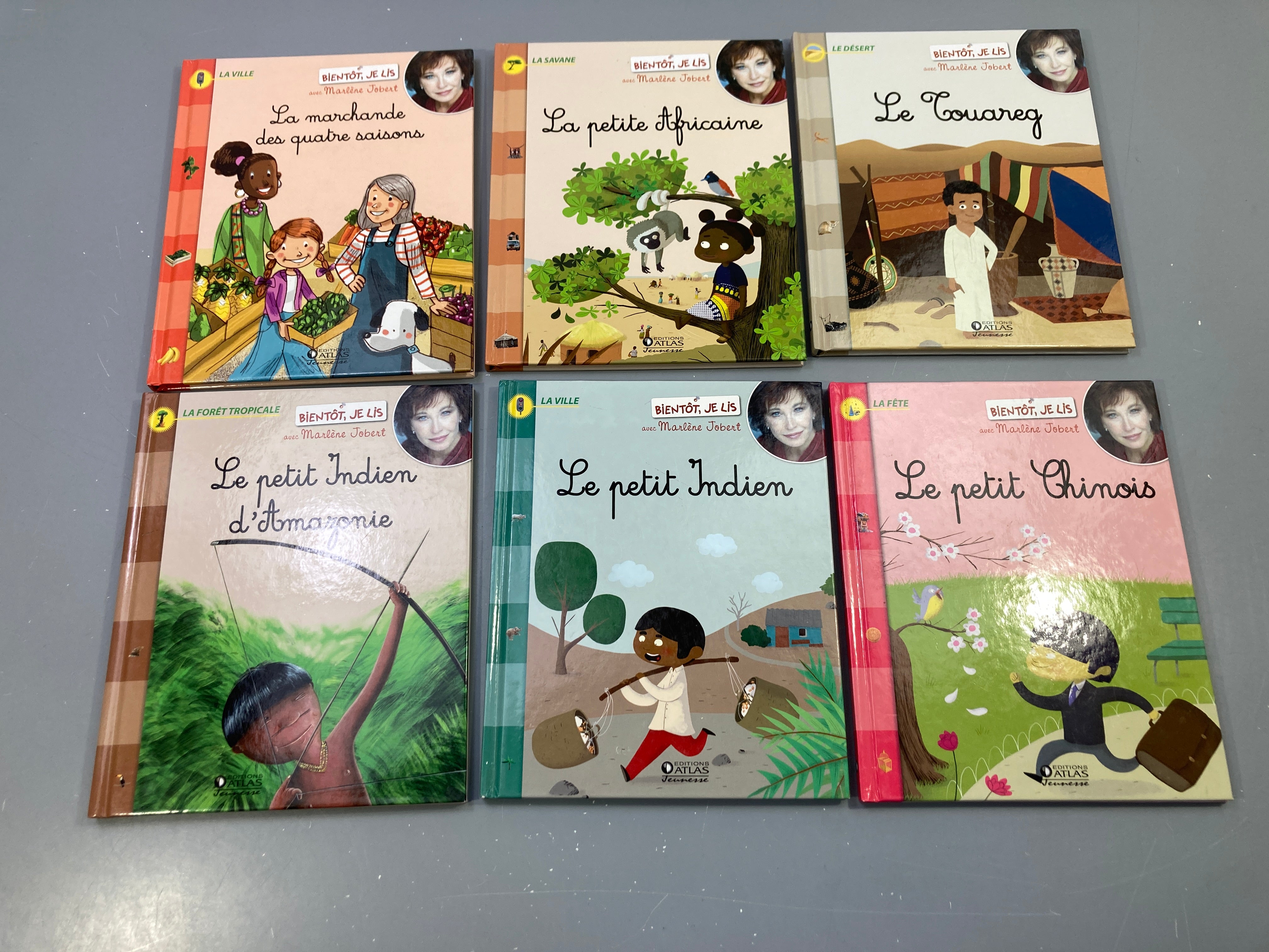 6 Livres Bientôt je lis La marchande des 4 saisons,La petite Africaine,Le petit Indien d'Amazonie, le petit Indien,le petit Chinois,