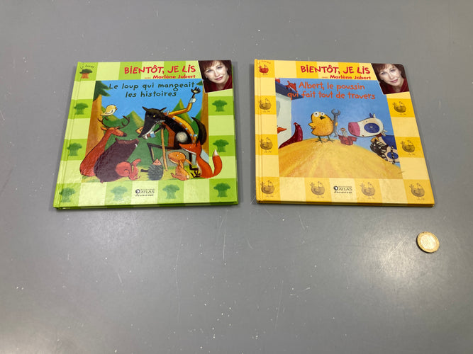 2 Livres Bientôt je lis Le loup qui mangeait les histoires,Albert le poussin qui fai tout de travers, moins cher chez Petit Kiwi