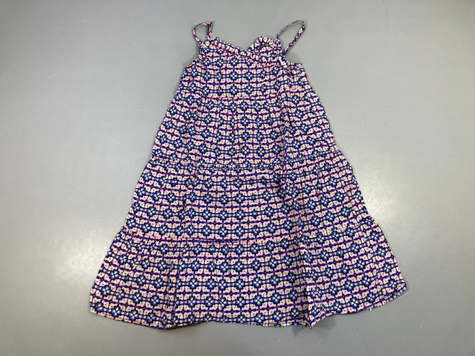 Robe fines bretelles mtoifs bleu foncé/rose/gris, moins cher chez Petit Kiwi