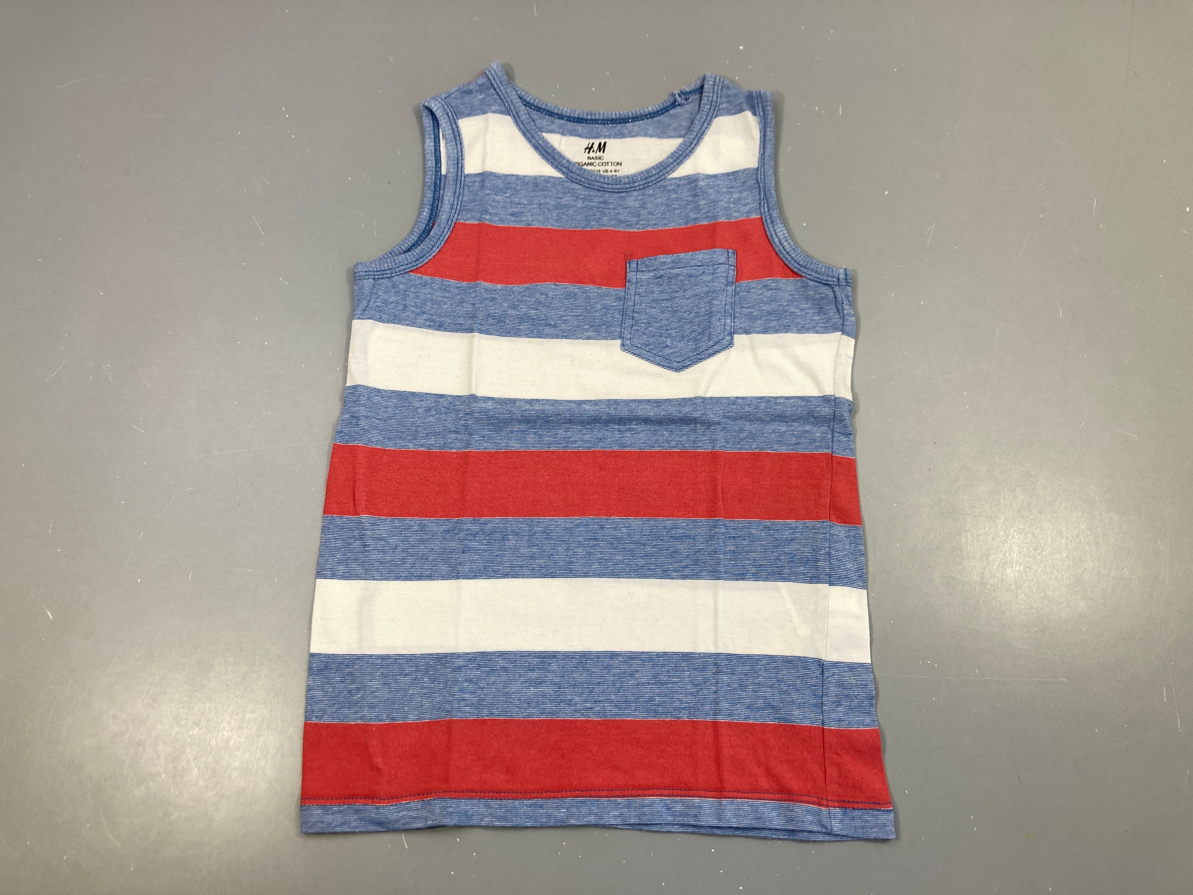 Débardeur rayé bleu/blanc/rouge poche