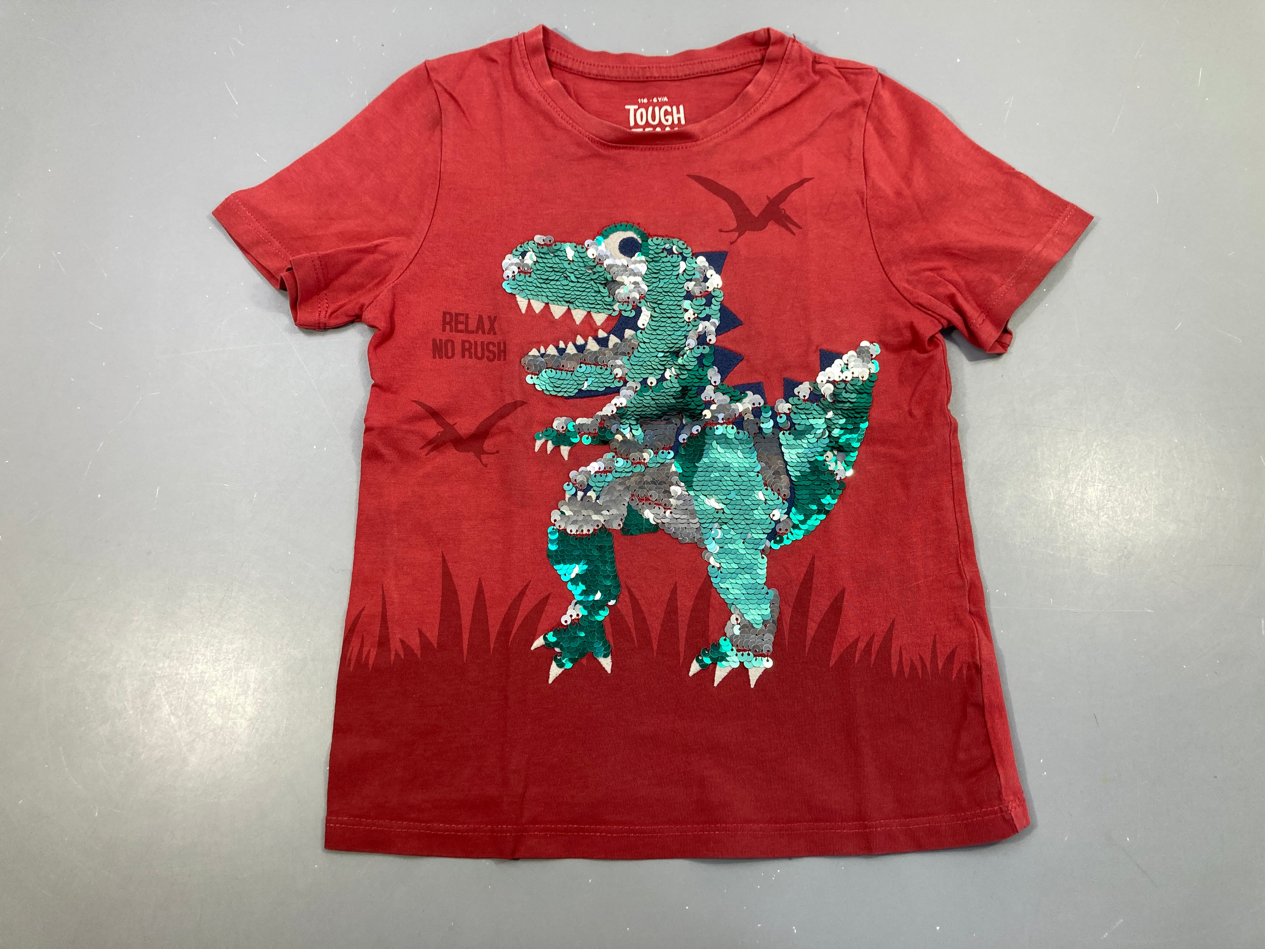 T-shirt m.c rouge dino sequins réversibles