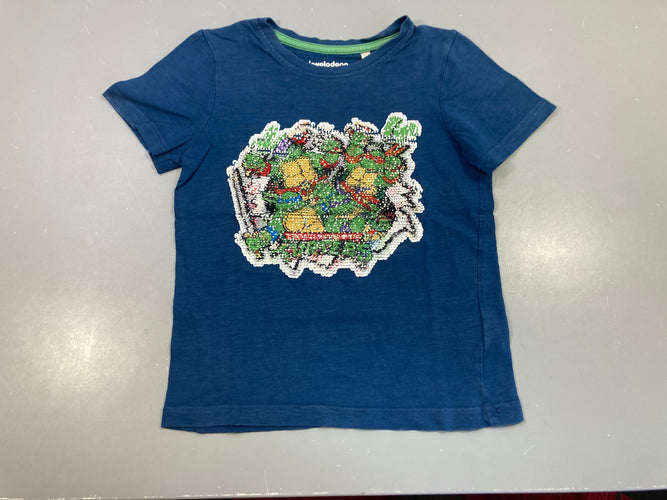 T-shirt m.c bleu foncé tortues ninja sequins réversibles, moins cher chez Petit Kiwi