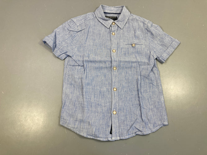 Chemise m.c blanc ligné bleu, moins cher chez Petit Kiwi