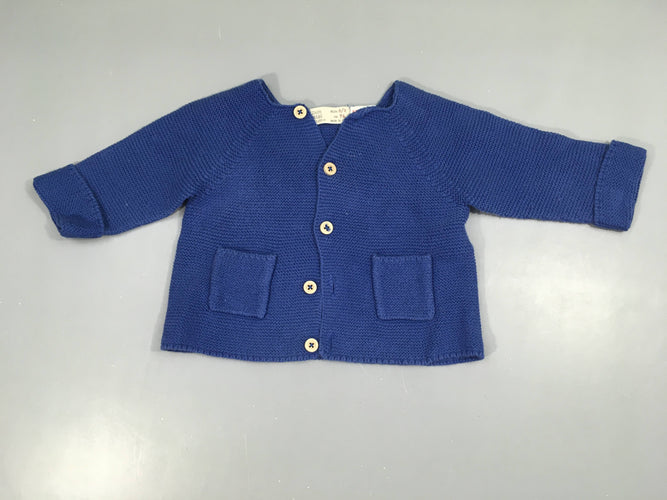 Gilet mailles bleu, moins cher chez Petit Kiwi